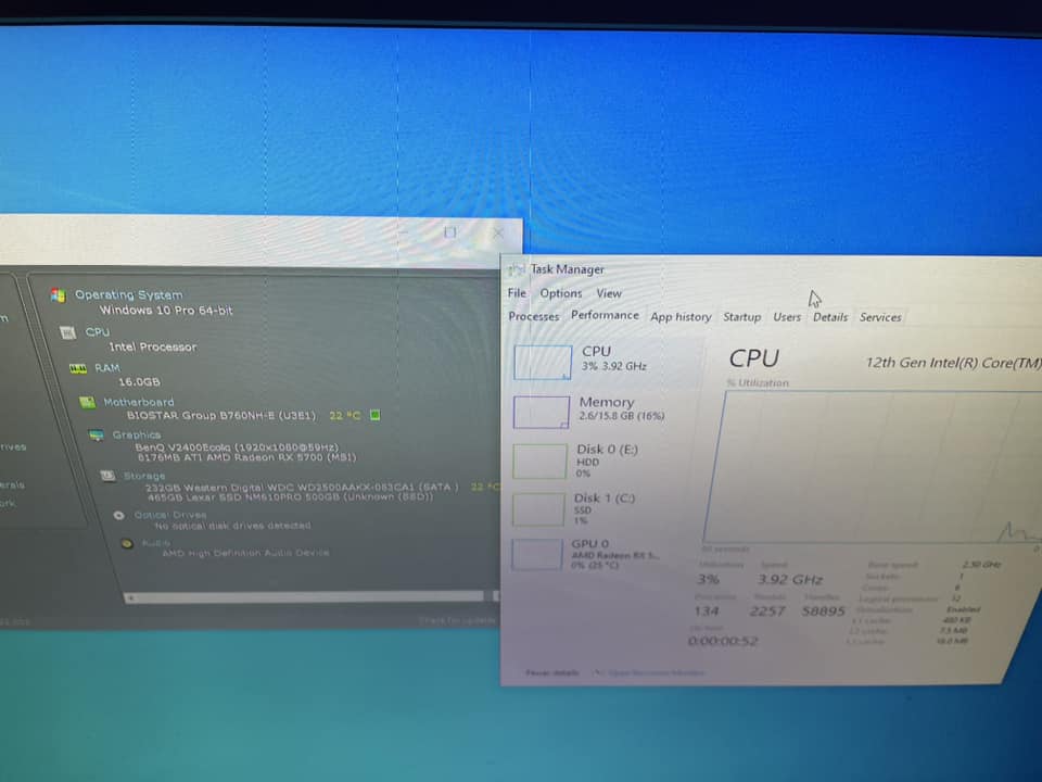 Ex-Built Gaming PC- I5 12400f, 16 GB DRR5, RX 5700,500 GB MVNe SSD