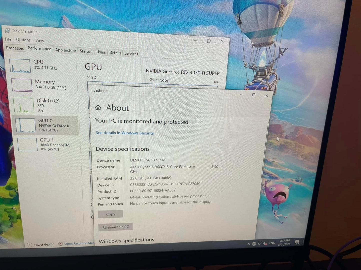 Ryzen 5 9600x- RTX 4070ti Super- 32 GB RAM