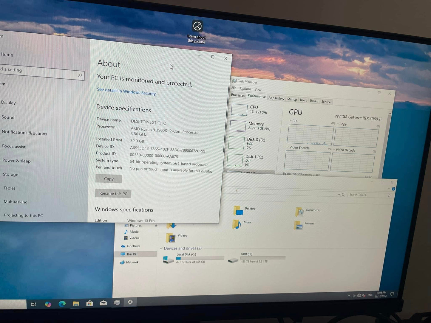 Ryzen 9 3900x- RTX3060ti- 32 GB RAM