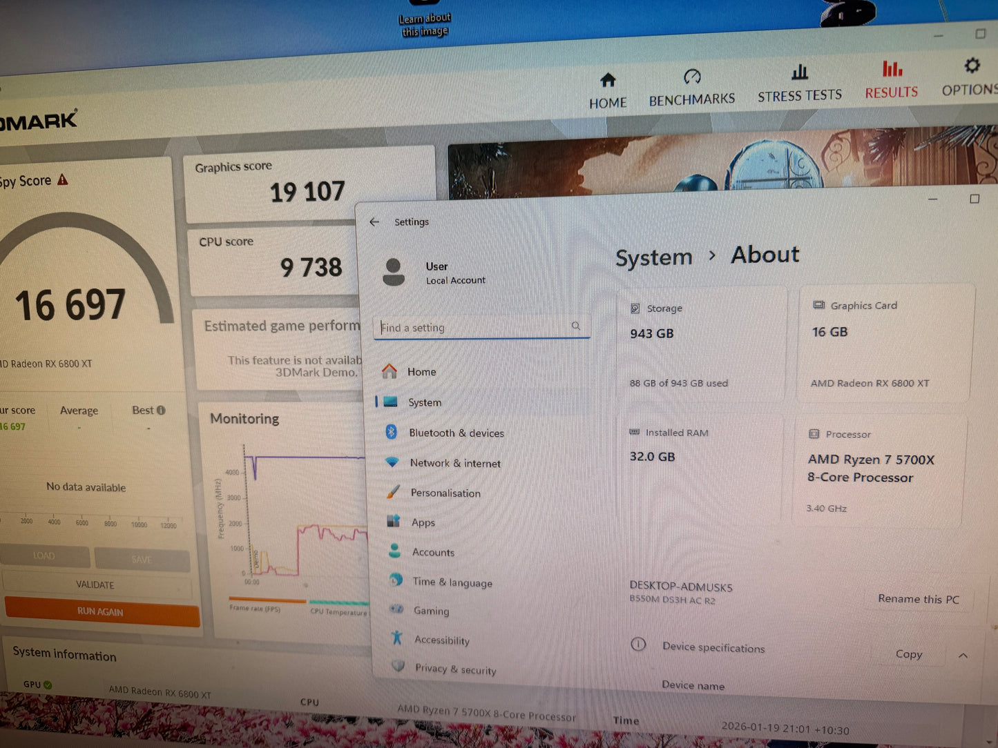 Ryzen 7 5700x, RX 6800xt, 32 GB