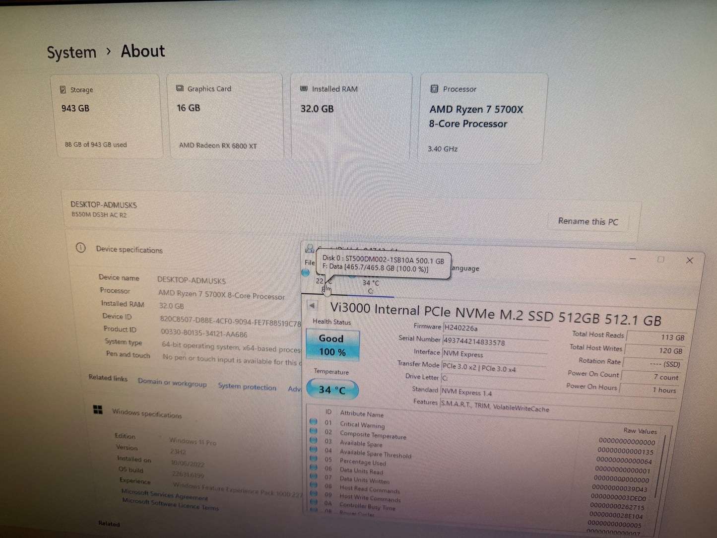 Ryzen 7 5700x, RX 6800xt, 32 GB